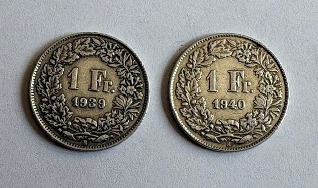Tutti le monete: 2 x 1 Franken Münze – Usato da Zürich venduto da T62om
