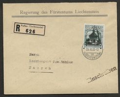 R Brief 1932 Liechtenstein Dienstmarke VADUZ MAUREN Kat 70.-