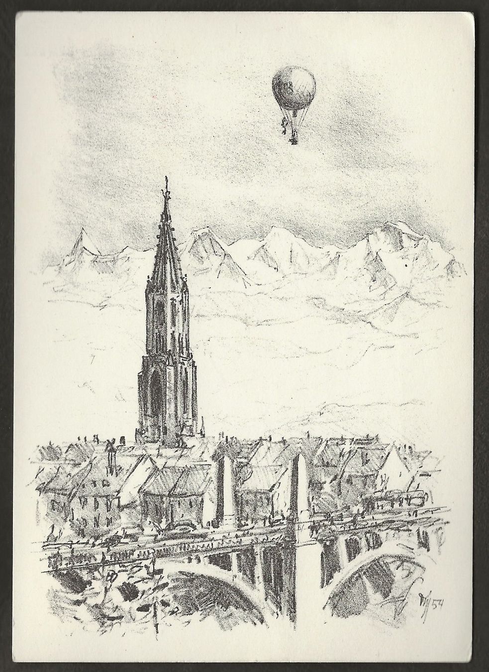 Alle Briefmarken: Ballon Schweiz 1954 HOSPES Bern – Gebraucht aus Au ZH von xelagreb01 1