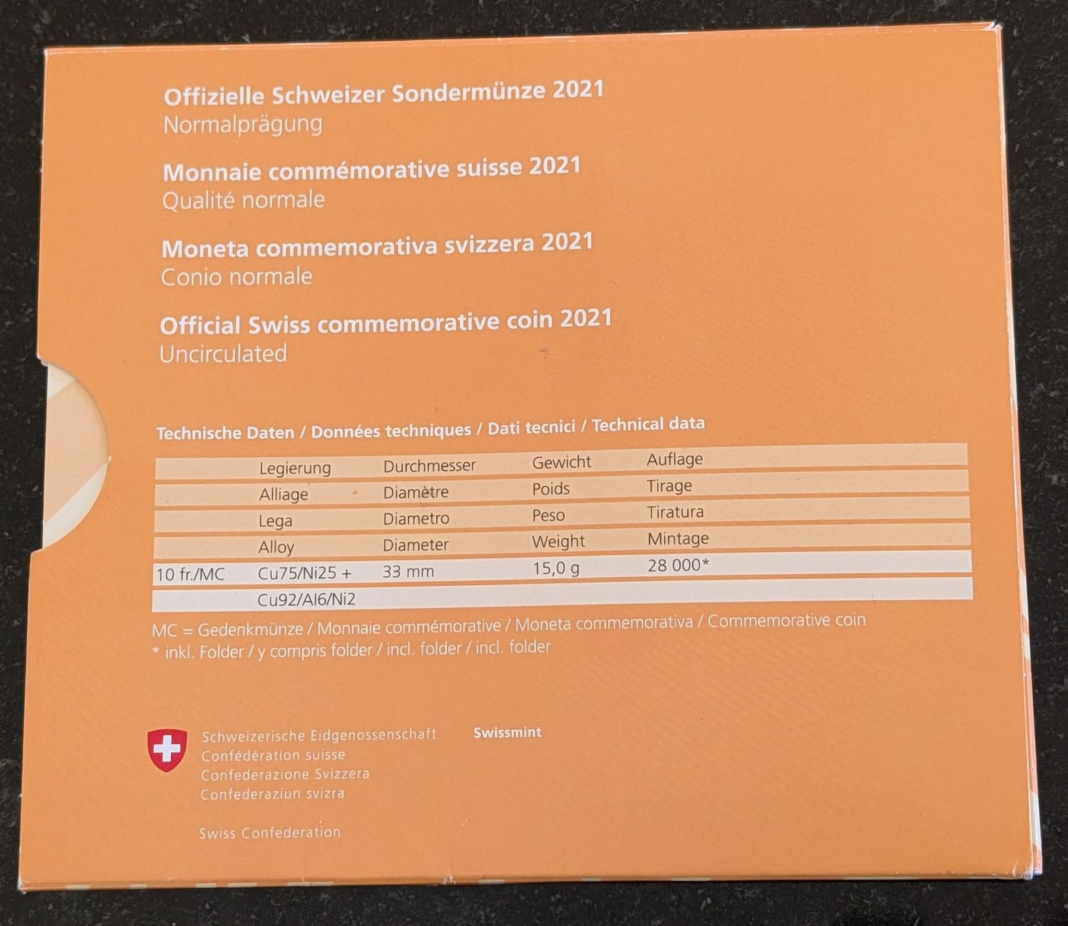 Tutti le monete: 10 Fr. Folder GM 2021 Fuchs stgl – Nuovo (secondo la descrizione) da Arch venduto da coinsandmore 5