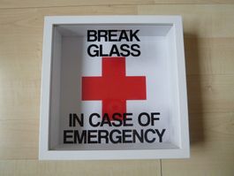 Spardose im Notfall-Design "BREAK GLASS IN CASE OF EMERGENCY