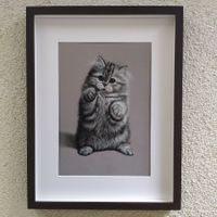 Katzenbild mit Pastellkreiden gemalt
