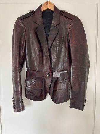BURBERRY PRORSUM Lederjacke oxblood braun 34