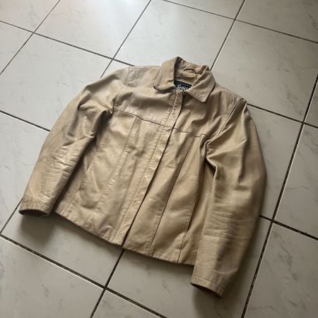 Vintage Lederjacke Beige/Creme Gr. L