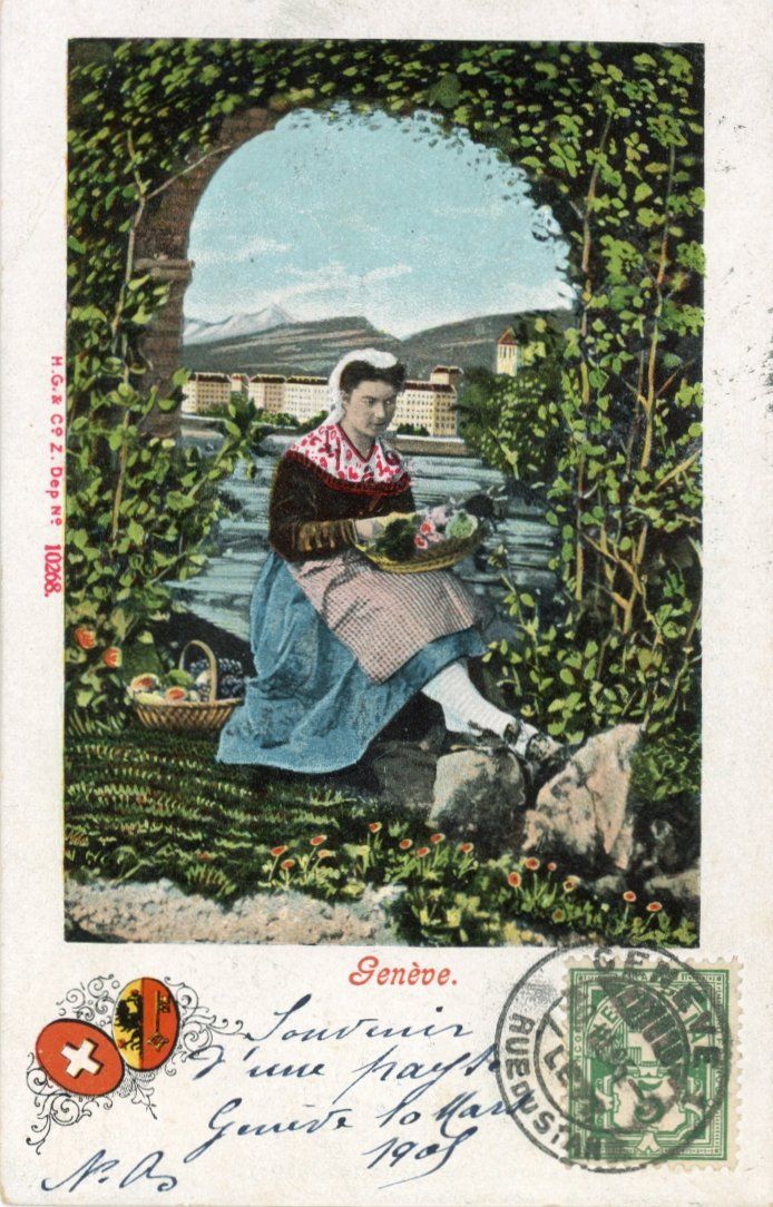 Cartoline postali: Genève  GE  -    Costume         en  1 9 0 5 – Usato da Brig venduto da Valcards54