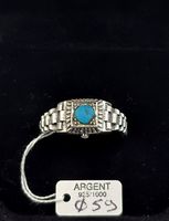 Ring Silber 925 Jubilee Uhren armband-Styl mit Türkis - 1990