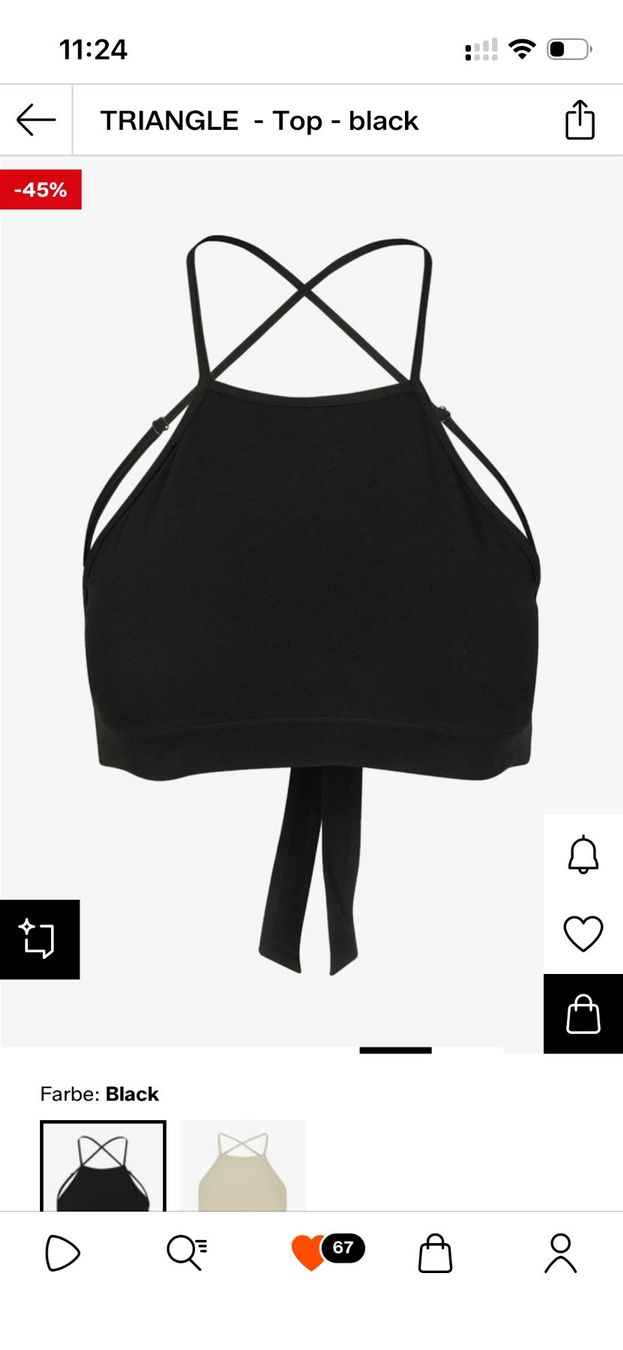 Top: Schwarzes Crop Top mit Kreuzträgern – Nuovo (secondo la descrizione) da Seuzach venduto da anina.k