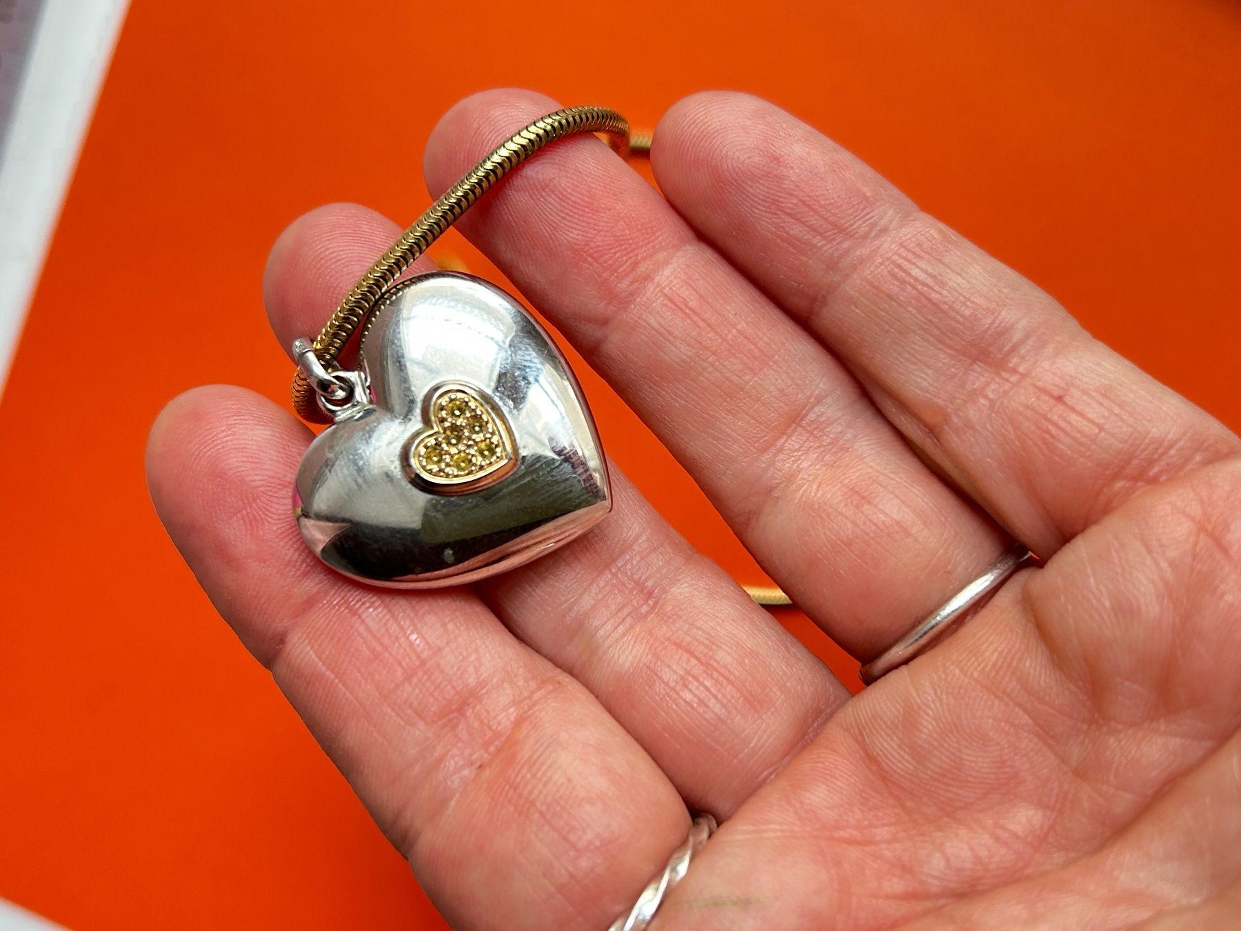 Catenine: Schlangenkette Doppelherz Anhänger – Usato da Basel venduto da bellespirit 4