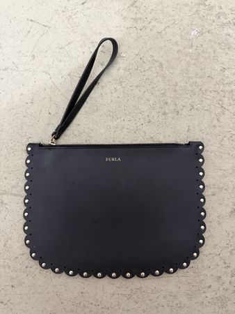 Furla Black Leather Pouch Bag – Chic Summer Accessory