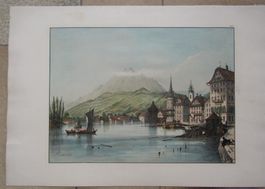 Luzern Lithographie altkoloriert