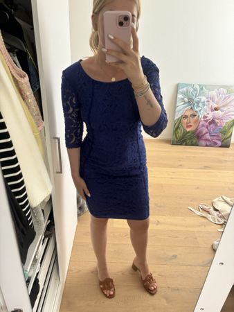 Elegantes Spitzenkleid Dunkelblau Gr. M Festlich Sommer