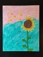 Summer Sunflower Painting - Original Art, Bright Colors
