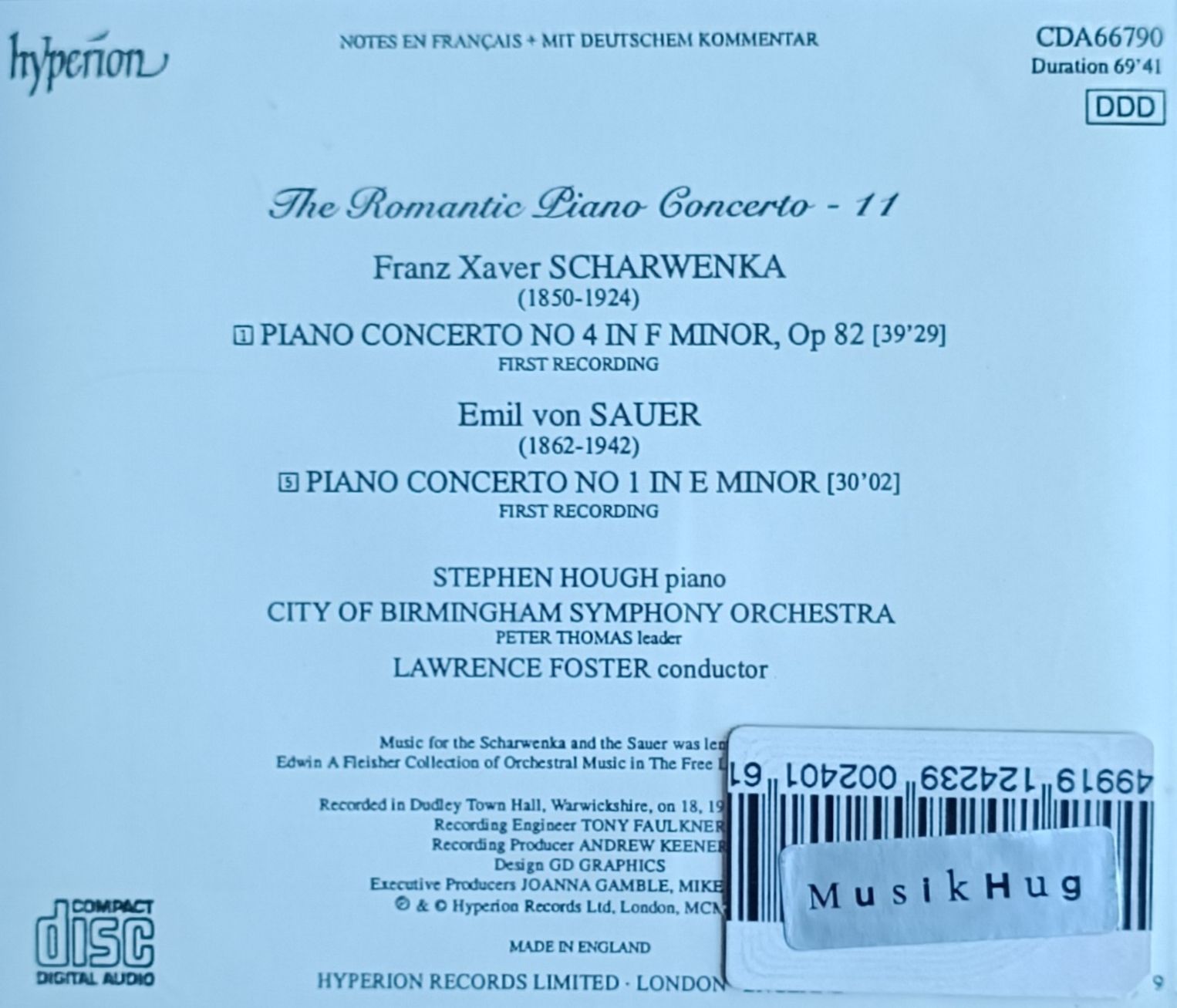 CD: Klavierkonzerte Scharwenka #4 + Sauer #1 – Usato da Luzern venduto da einszwei 1
