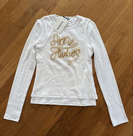 Langarmshirt Acne Studios weiss Stickerei Grösse L neu