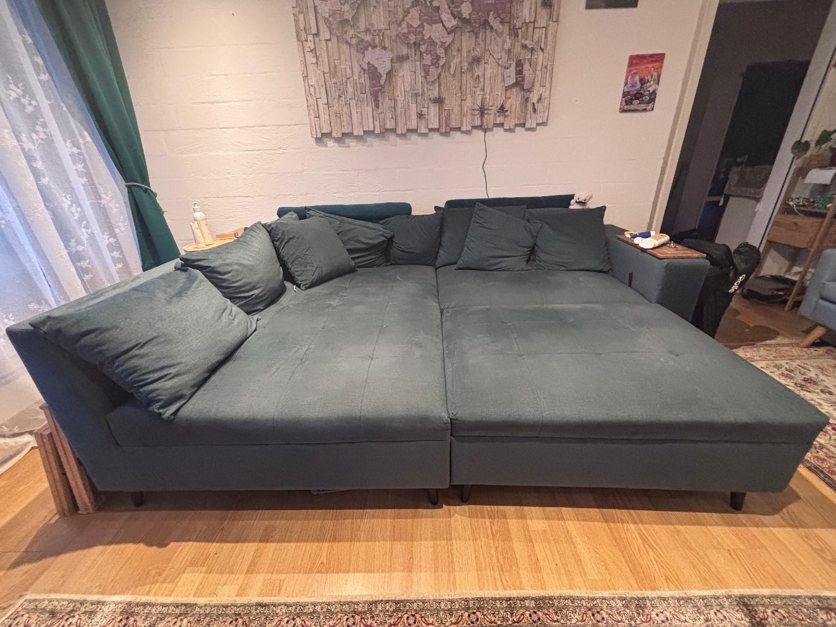 Sofas: Petrolfarbenes 3-Teiliges Sofa – D'occasion à Cham par seb_tl7j 1