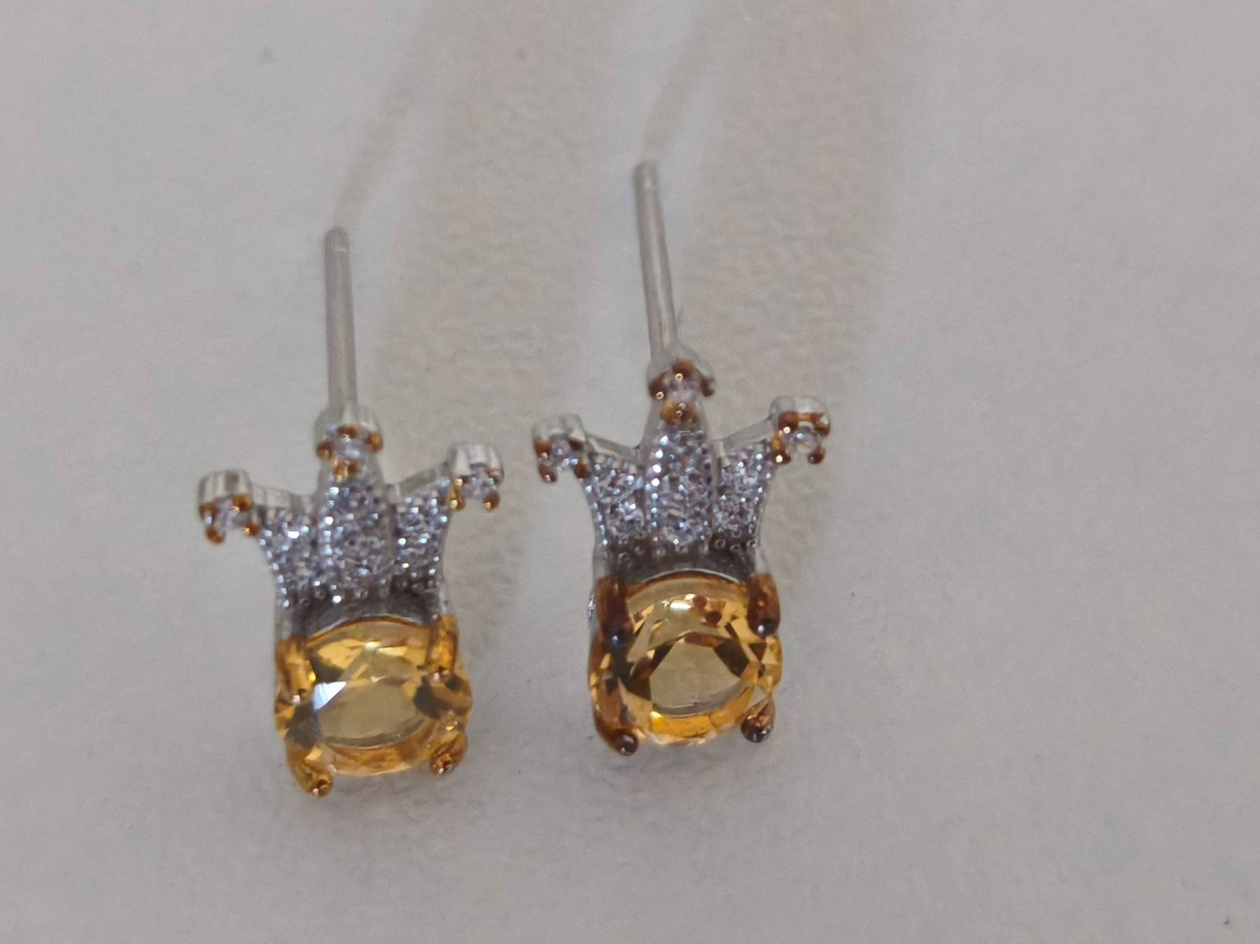 Boucles d'oreille: Ohrstecker Krone echte Citrin 925 Silber – Neuf (Voir description) à St. Gallen par GIULESGG 2