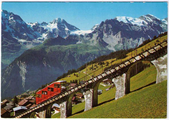 Cartoline postali: Mürren - Standseilbahn Allmendhubel – Usato da Binningen venduto da Mountainrider