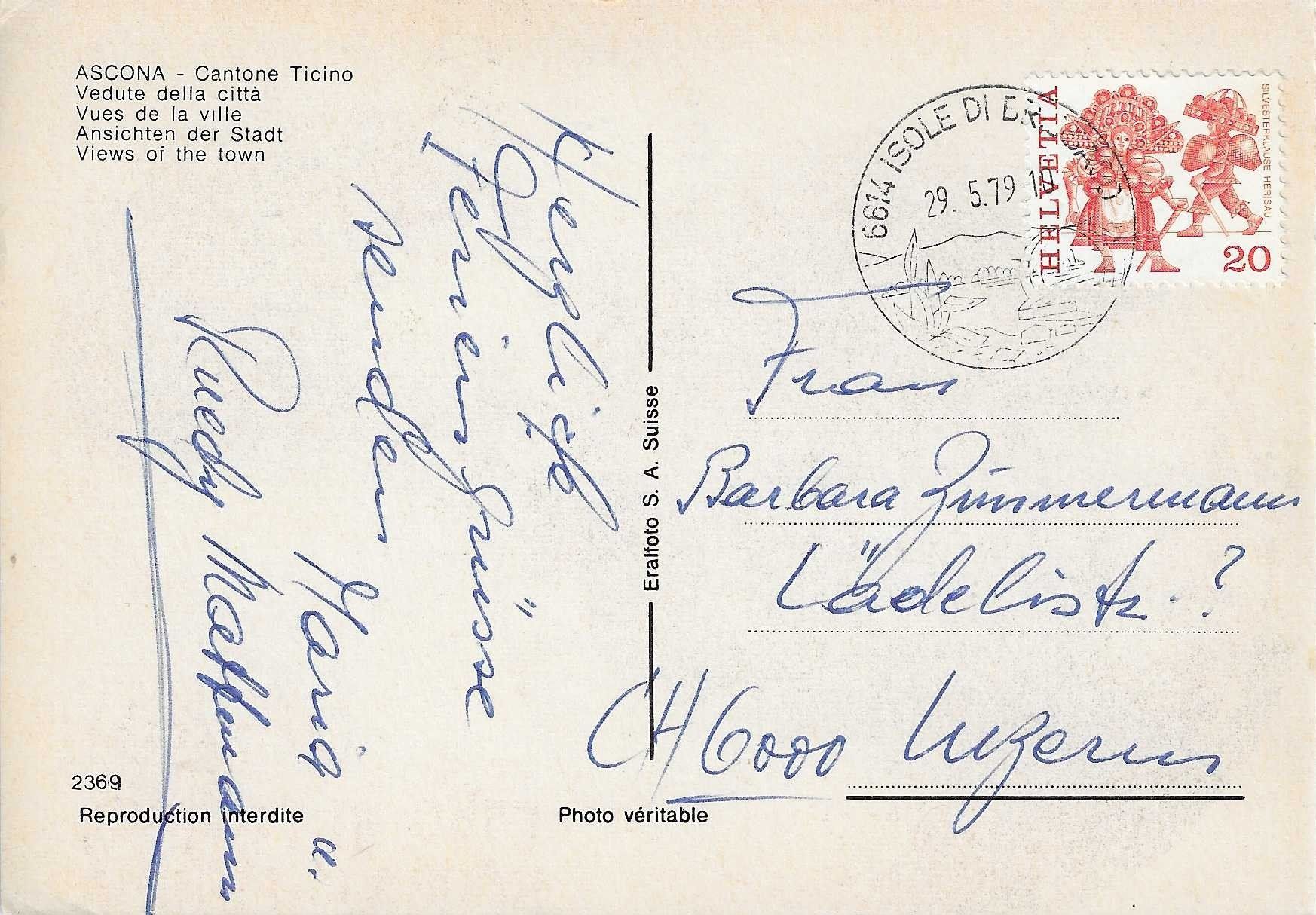 Cartoline postali: Ascona TI – Usato da Rothrist venduto da Stranglehold 1