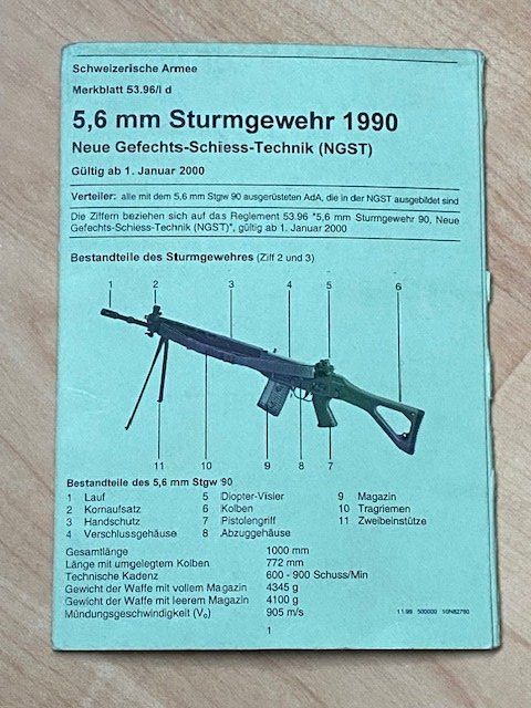 Bücher: 5.6 MM STURMGEWEHR 1990  CH ARMEE – Gebraucht aus Chur von silbermon