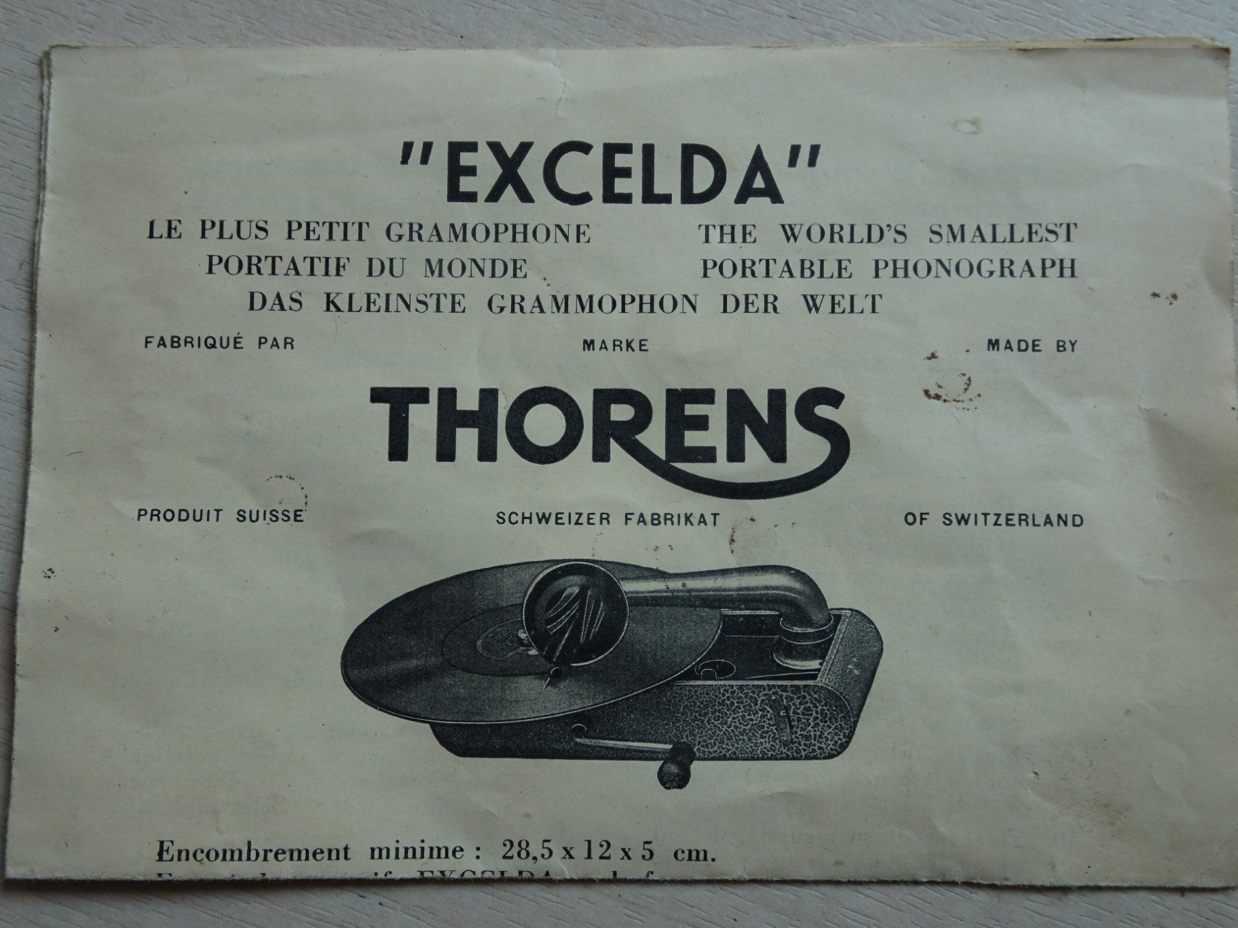 Thorens Giradischi: Mini Grammophon Thorens Excelda Plattenspieler Schellack – Usato da Goldswil b. Interlaken venduto da troedlermarkt-goldsw 6