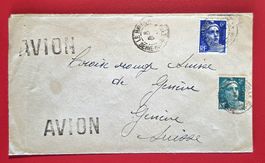 FRANKREICH FRANCE MARIANNE PAR AVION CROIX ROUGE GENEVE 1945