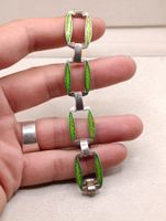 Jugendstil 925er Silber Unisex Armband Teil emailliert Top