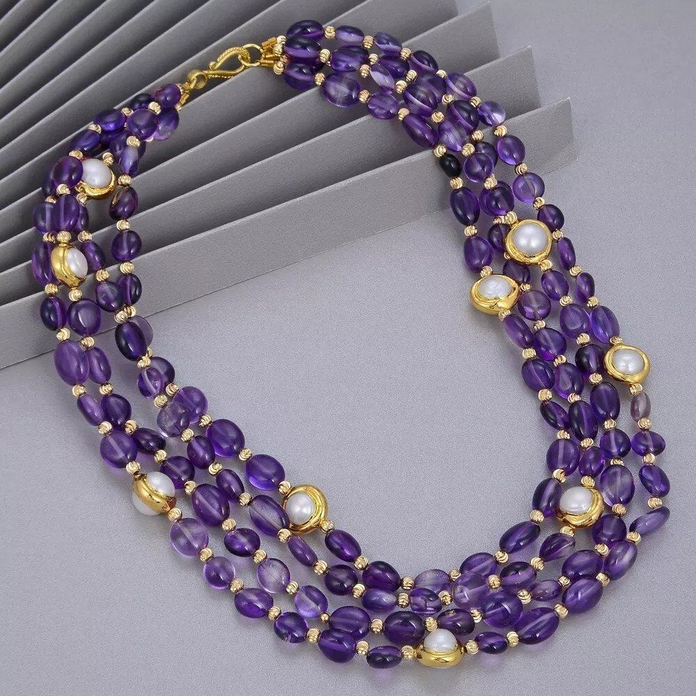 Catenine: Tolle Amethyst grosse Perle Halskette Collier Améthyste – Nuovo (secondo la descrizione) da Prilly venduto da ilyria73 1