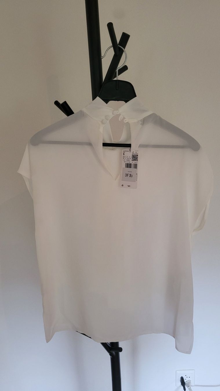 Camicette: NEU Elegante weisse Schluppenbluse Gr. S – Usato da Gutenswil venduto da schmidii 1