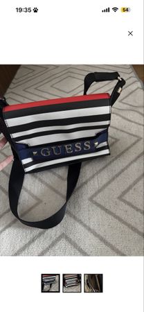 Guess Umhaengetasche Streifen Schwarz Rot Weiss Top Zustand
