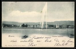 AK Genève, Fotaine lumineuse, um 1900