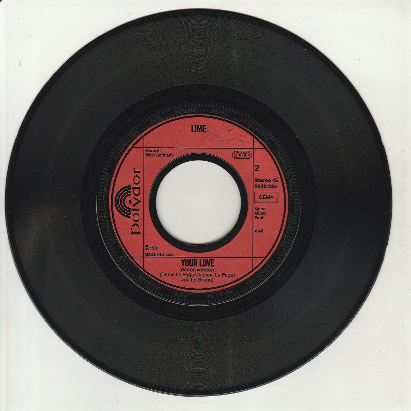 Schallplatten: Lime - Your Love 7" Vinyl 1981 – Gebraucht aus Tübach von JamesStone 3