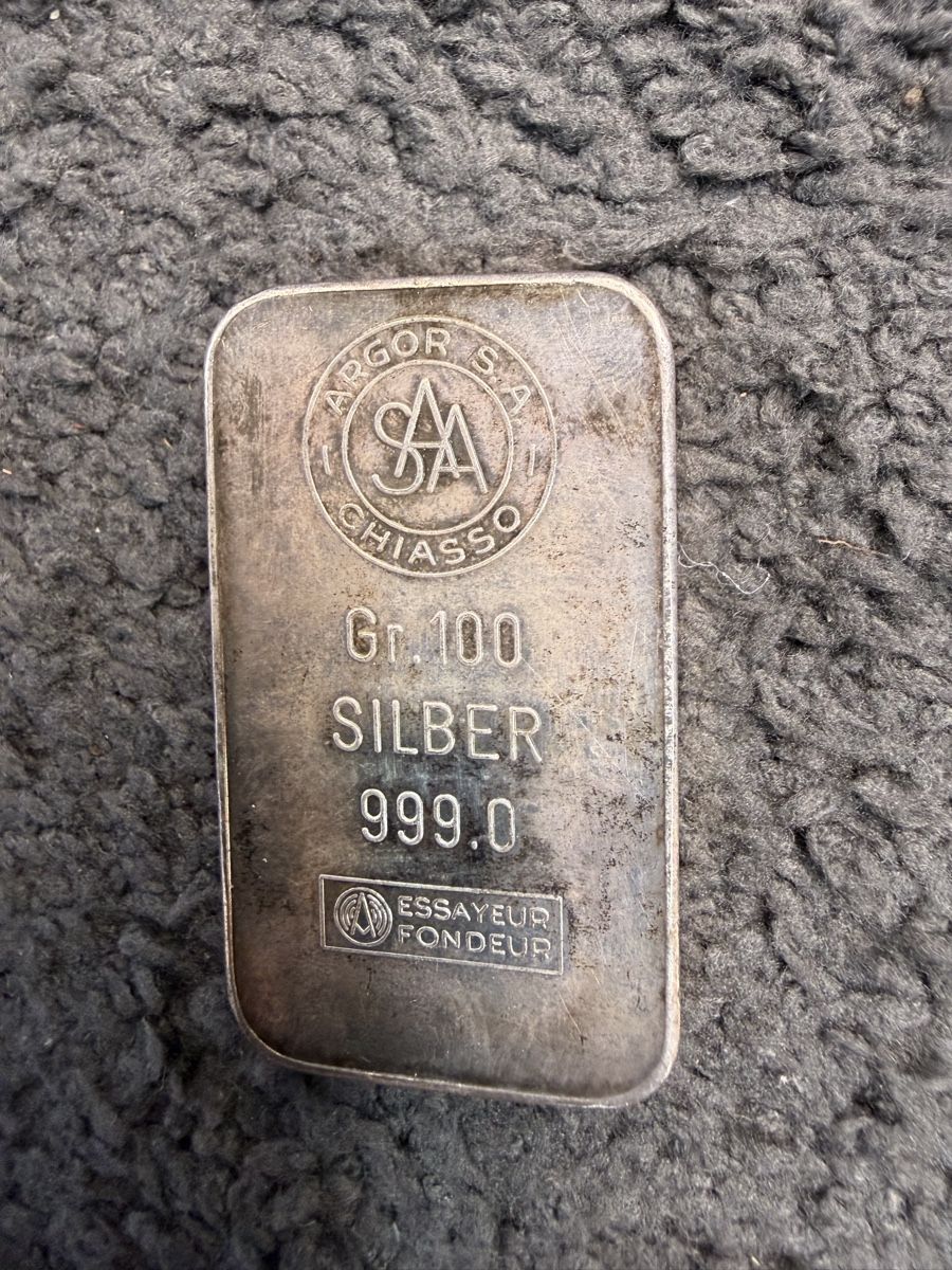 Metalli preziosi: 100 Gr. Silberbarren Argor SA Chiasso – Usato da Zug venduto da specki5 2