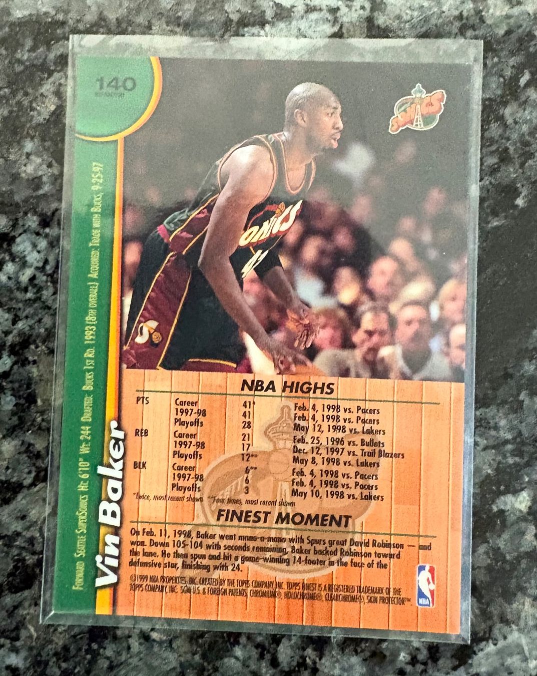 Nba Cartes à collectionner: NBA Vin Baker Topps Finest 98/99 Refractor Card – Neuf (Voir description) à Muttenz par joba23 1