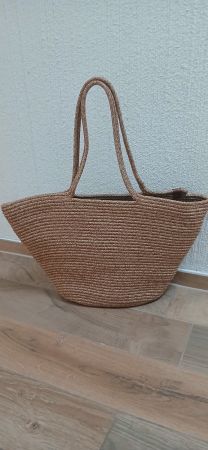 Strandtasche Korbtasche Stofftasche Sommer braun guter Zu...