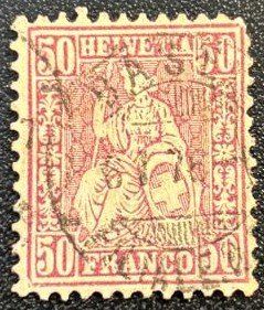 Alle Briefmarken: Schweizer Briefmarke Sitzende Helvetia – Gebraucht aus Nidau von sch_l8zp