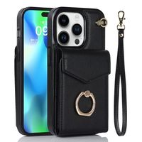 Schutzhülle Etui für iPhone 15 Pro Max + Kartenfächer + Gurt
