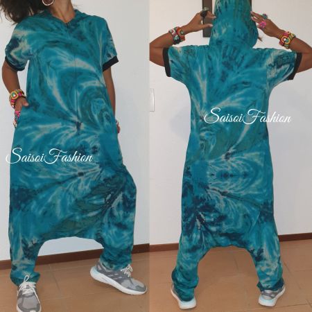 Sommer Batik100%Baumwolle  Hippie Harem Overall JumpsuitXS-L