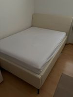 Bett Kunstleder beige 160x200cm guter Zustand