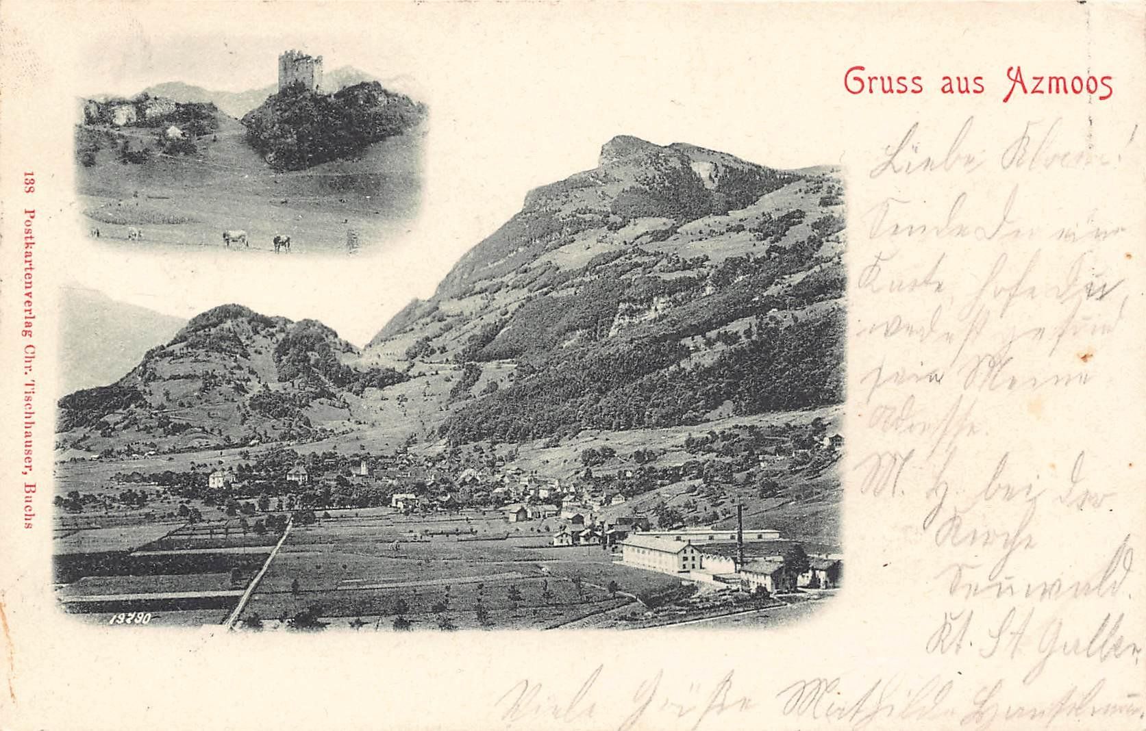 Cartoline postali: Azmoos mit Ruine Gräpplang – Usato da Bichelsee venduto da Gloeckner