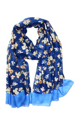 NEW Large Shawl, 172x86cm, Blue Floral Print Scarf Soft Warm