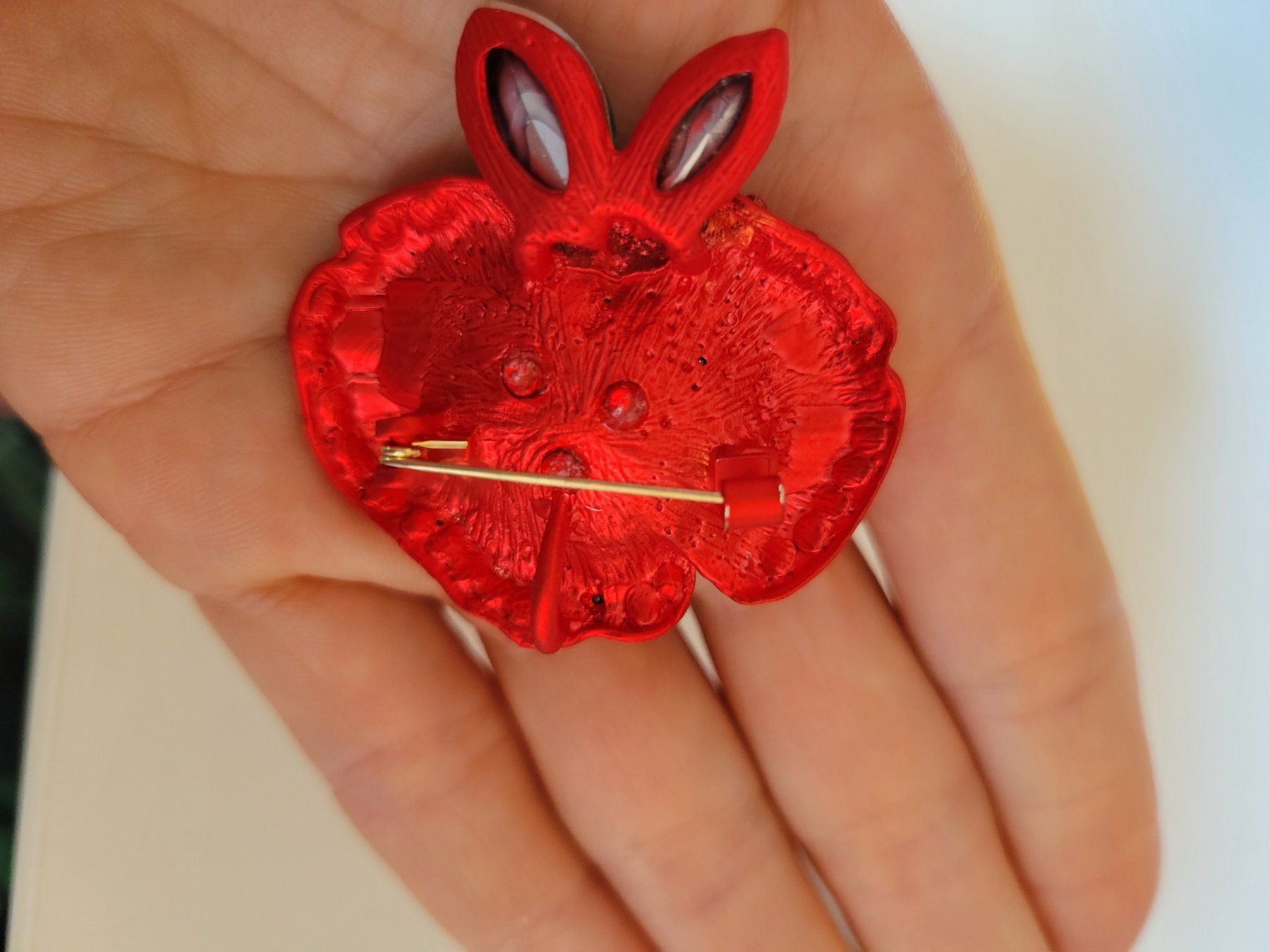 Spille & Fermagli: Broche fleur rouge vintage avec strass – Usato da Bernex venduto da Dariafr 2
