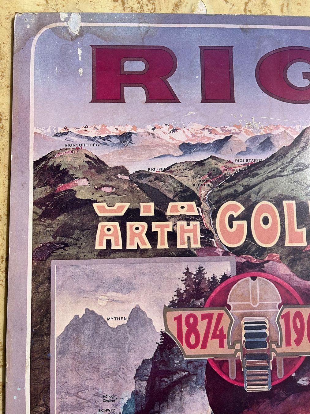 Foto & Immagini: Werbeplakat Rigi Bahn via Arth- Goldau – Usato da Goldau venduto da Taburettli_Brocante 1