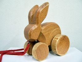 hübsches Nachziehtier HASE HOPPELHASE Vintage 50er 60er