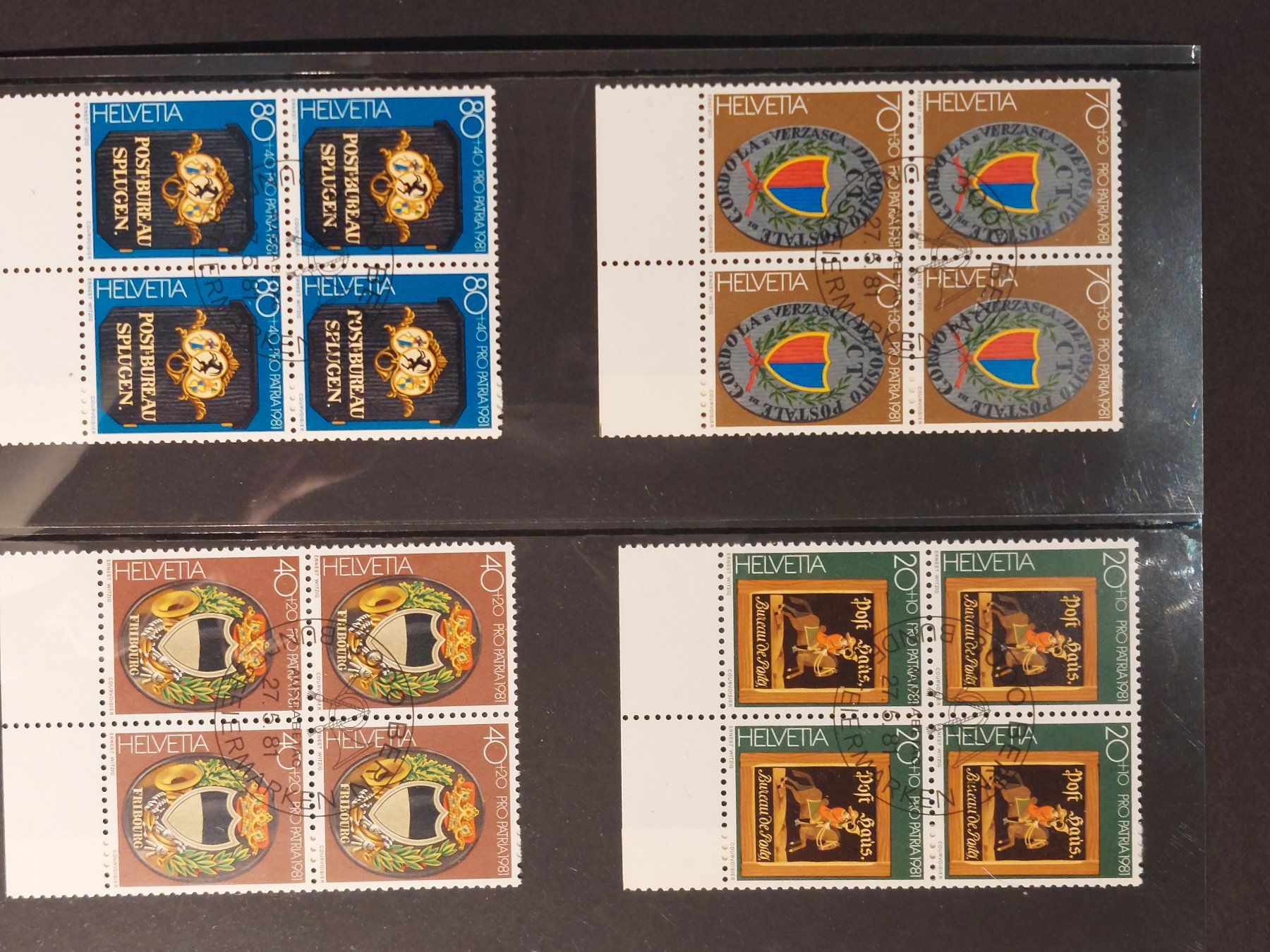 Tutti i francobolli: Viererblock-Serie Pro Patria 1981, ET – Usato da Obfelden venduto da Funke2