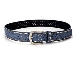 PU Ledergürtel mit Nieten 110cm Blue - Ceinture en cuir PU