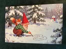 AK Postkarte  Wichtel Zwerg Fuchs Winter neu