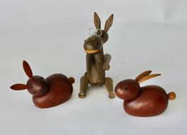 DREI KLEINE TEAKHOLZ TIERE, ZOOLINE & SKJODE, DÄNEMARK, 50ER