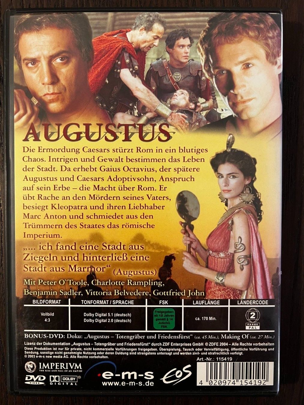Tutti i DVDs: Augustus: Mein Vater, der Kaiser – Usato da Zürich venduto da FilmFreunde 1