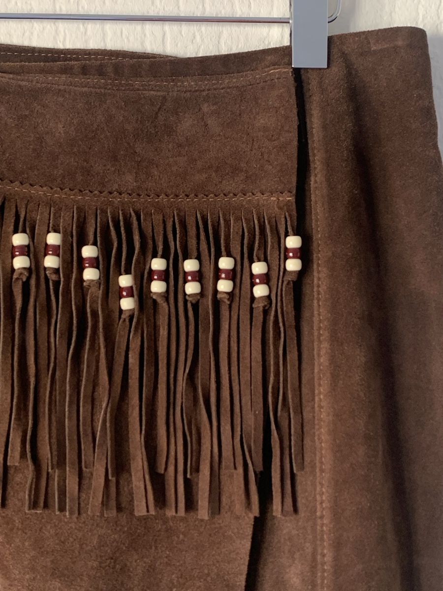 Gonne: Jupe daim marron - western - franges et perles - L – Usato da Lausanne venduto da Xiaoxi 4