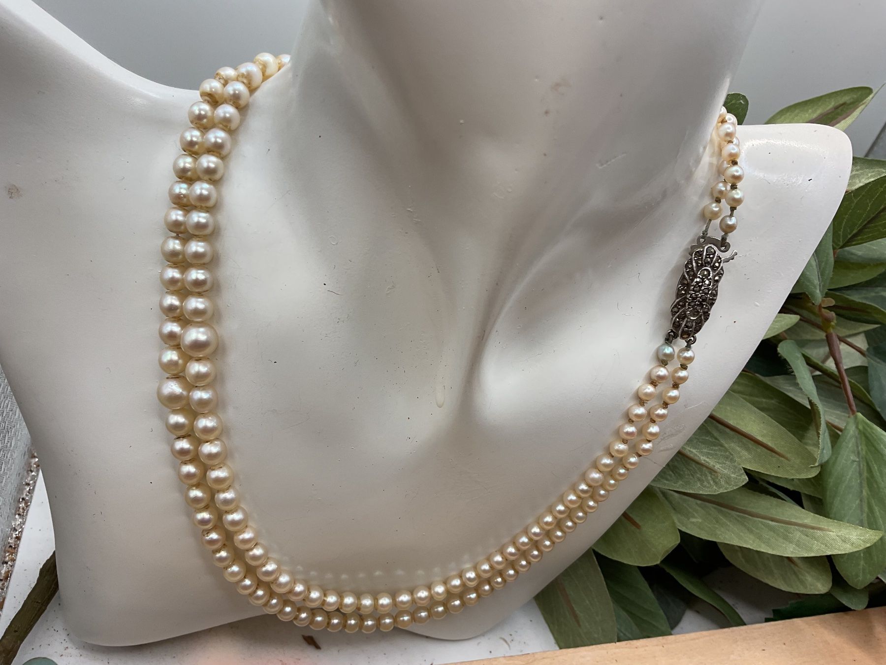 Catenine: Antikes Collier mit Glasperlen Länge 42cm – Usato da luzern venduto da Alpendorf1
